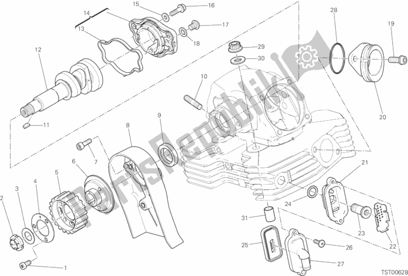 Alle onderdelen voor de Verticale Cilinderkop - Timing van de Ducati Scrambler Cafe Racer Thailand 803 2020